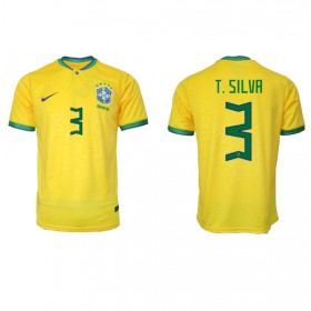 Virallinen pelipaita Brasilia Thiago Silva 3 Koti World Cup 2022 Lyhythihainen - Miesten
